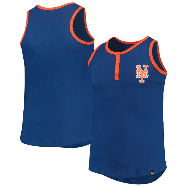 New York Mets New Era Women's Pinstripe Henley Racerback Tank Top