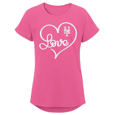 New York Mets Girls Youth Lovely T-Shirt - Pink