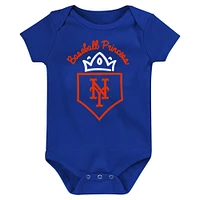 Infant Fanatics Royal/Orange/Pink New York Mets Three-Pack Home Run Bodysuit Set