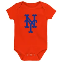 Lot de 3 bodys orange/blanc/gris chiné New York Mets Biggest Little Fan pour bébé