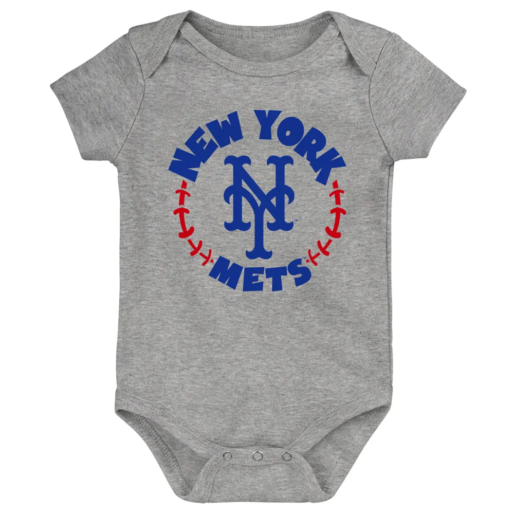 Infant Orange/White/Heather Gray New York Mets Biggest Little Fan 3-Pack Bodysuit Set