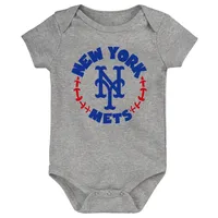 Infant Orange/White/Heather Gray New York Mets Biggest Little Fan 3-Pack Bodysuit Set