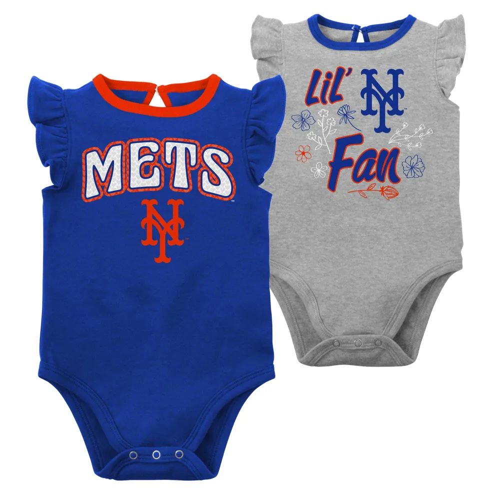 Lot de deux cache-couches New York Mets Little Fan pour bébés bleu roi/gris chiné