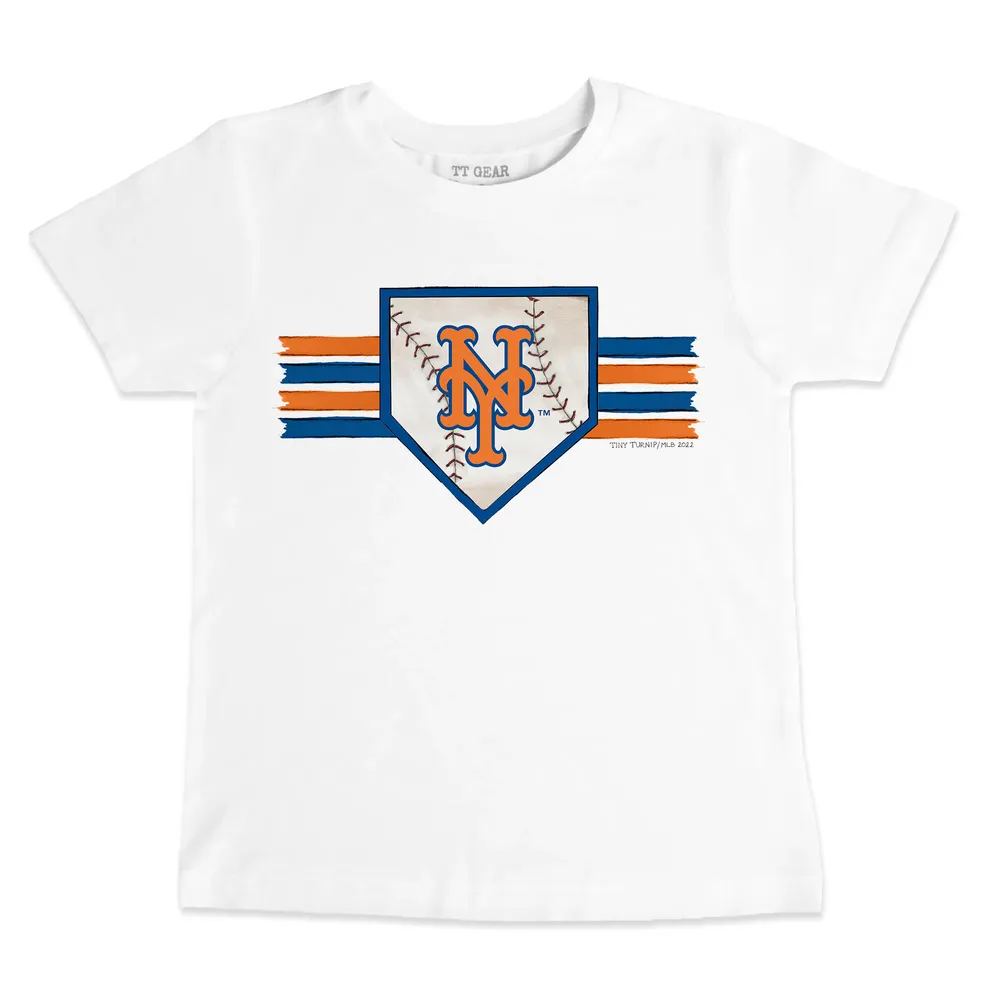 New York Mets Tiny Turnip Infant Base Stripe Raglan 3/4 Sleeve T-Shirt -  White/Royal