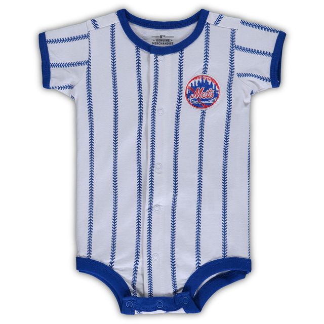 Combinaison Power Hitter blanche à fines rayures des New York Mets pour bébé