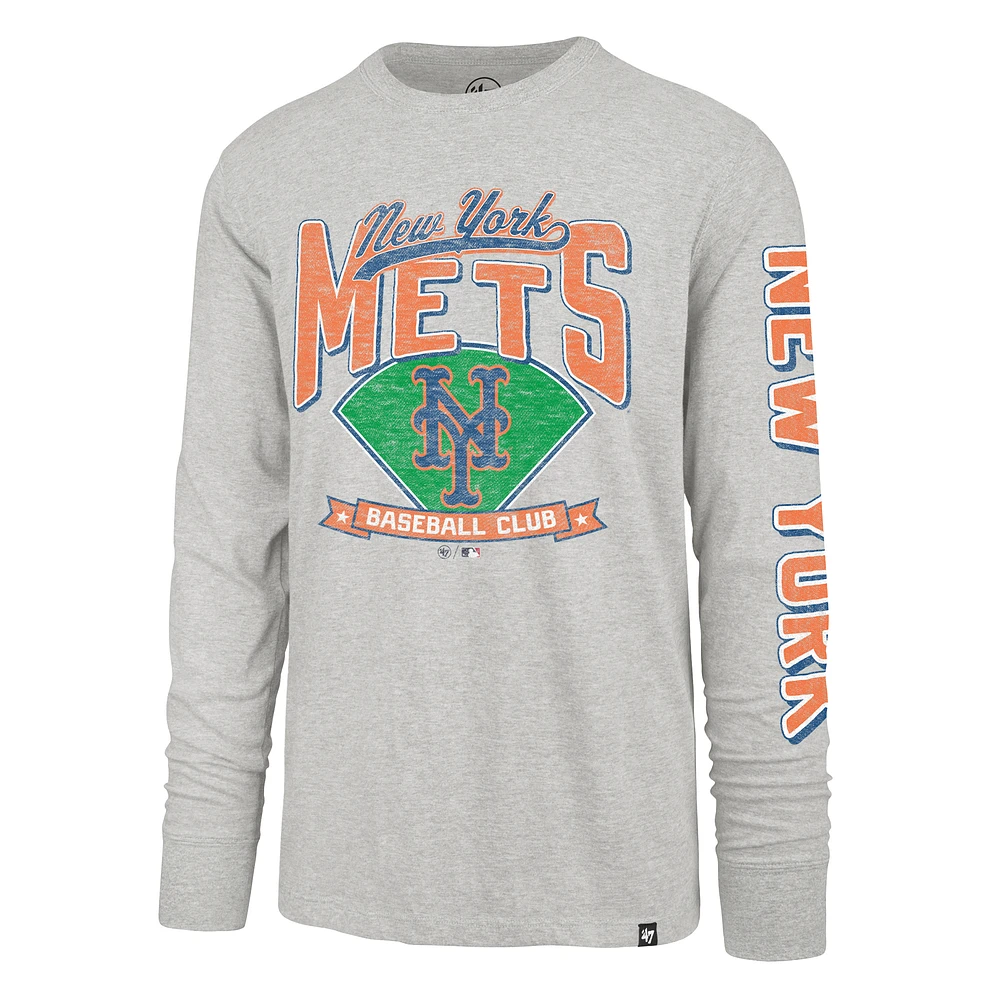 T-shirt à manches longues Franklin gris vieilli pour homme, modèle Big & Tall, des Mets de New York, '47