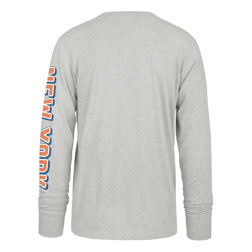 T-shirt à manches longues Franklin gris vieilli pour homme, modèle Big & Tall, des Mets de New York, '47