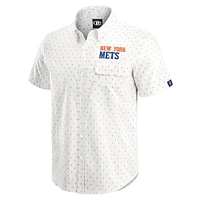Haut boutonné imprimé crème des Mets de New York pour homme la collection Darius Rucker par Fanatics