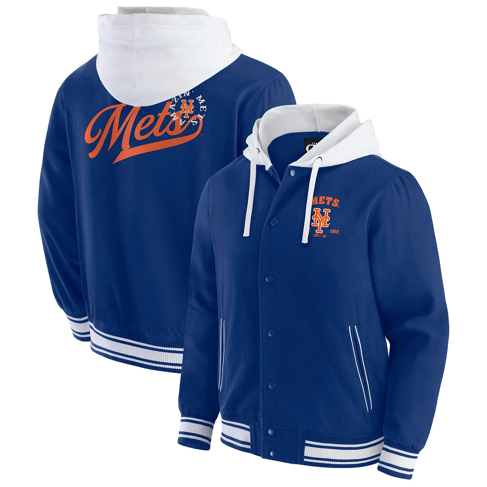 Veste à capuche boutons-pression pour homme de la collection Darius Rucker par Fanatics Royal New York Mets