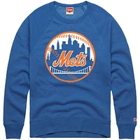 Men's Homage  Royal New York Mets Retro Tri-Blend Pullover Sweatshirt