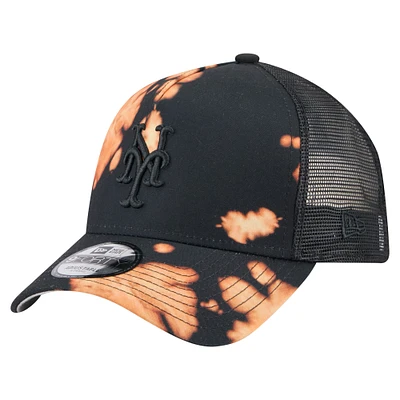 Casquette ajustable New Era noire New York Mets décolorée A-Frame 9FORTY pour homme
