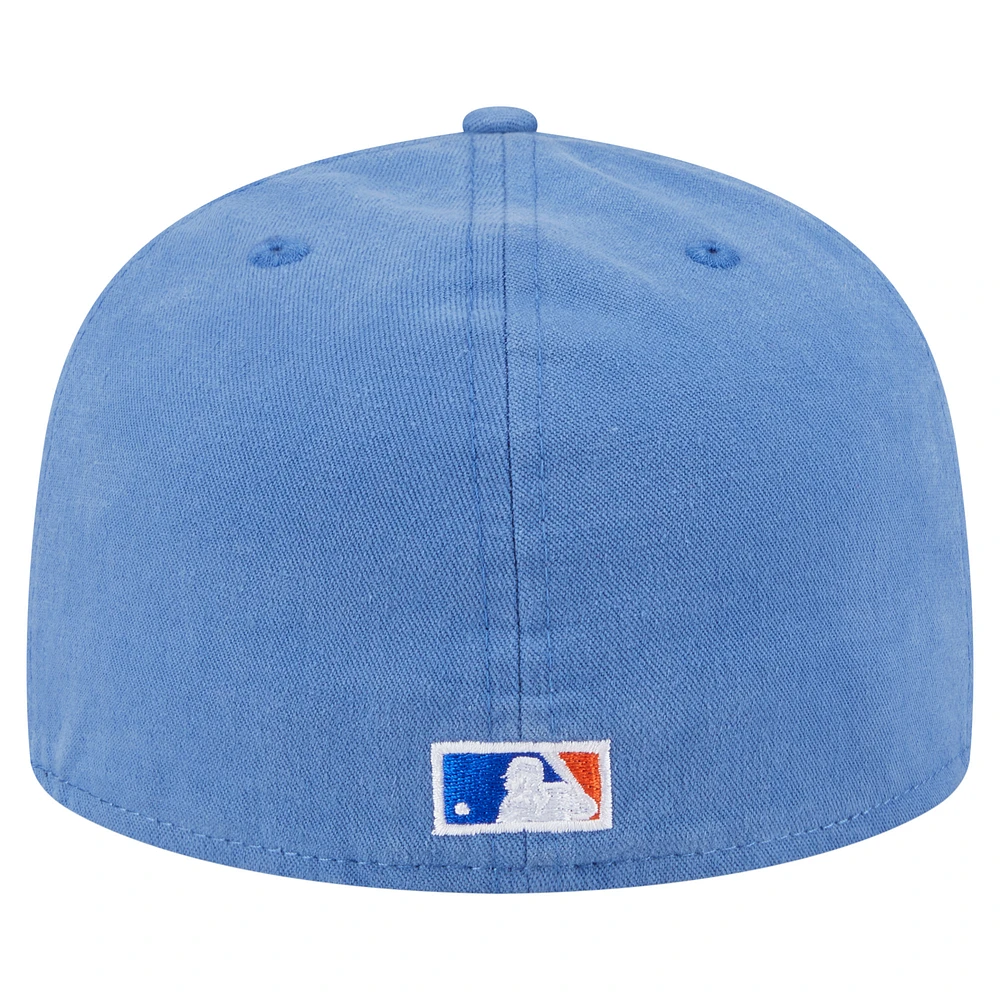 Casquette ajustée New Era 59FIFTY bleue York Mets Championship Side Flag pour homme