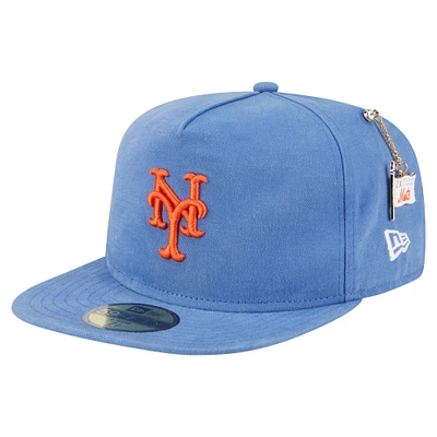 Casquette ajustée New Era 59FIFTY bleue York Mets Championship Side Flag pour homme