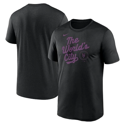 Men's Nike  Black New York Mets 2025 City Connect Team Phrase Script Legend Performance T-Shirt