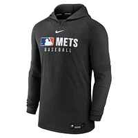 Men's Nike  Heather Black New York Mets Authentic Collection Tri-Blend Performance Pullover Hoodie