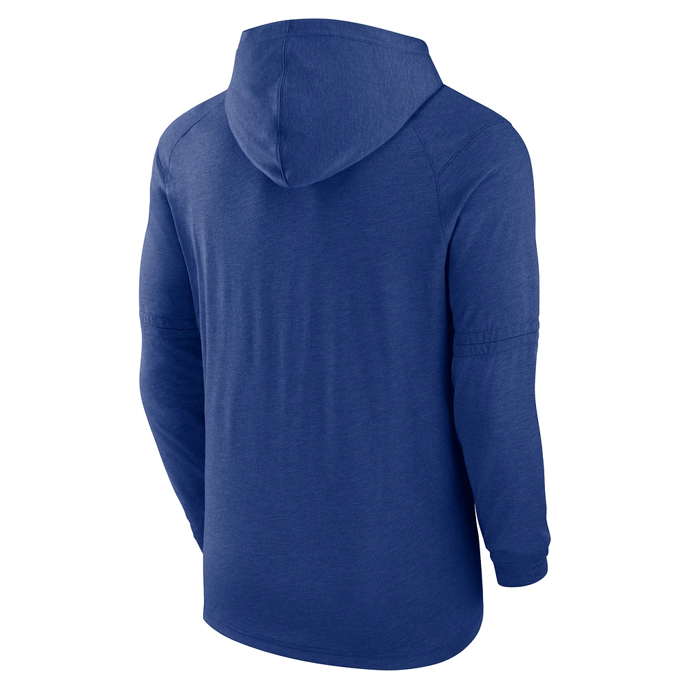 Men's Nike  Heather Royal New York Mets Authentic Collection Tri-Blend Performance Pullover Hoodie
