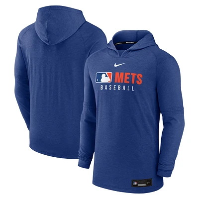 Men's Nike  Heather Royal New York Mets Authentic Collection Tri-Blend Performance Pullover Hoodie