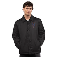 Veste d'entraîneur à boutons-pression Starter noire New York Mets pour homme