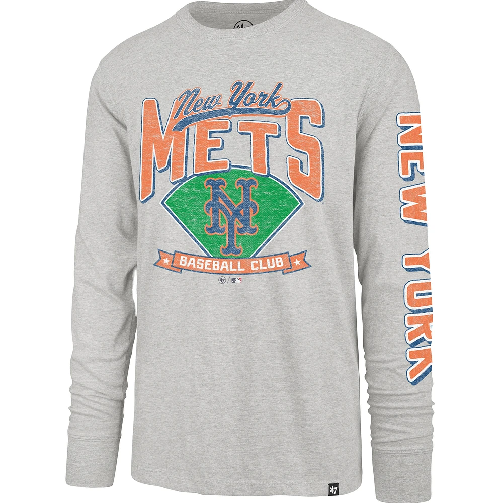 Men's '47 Gray New York Mets Fair Ball Franklin Long Sleeve T-Shirt