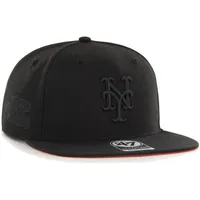 New York Mets '47 Black on Black Sure Shot Captain Snapback Hat