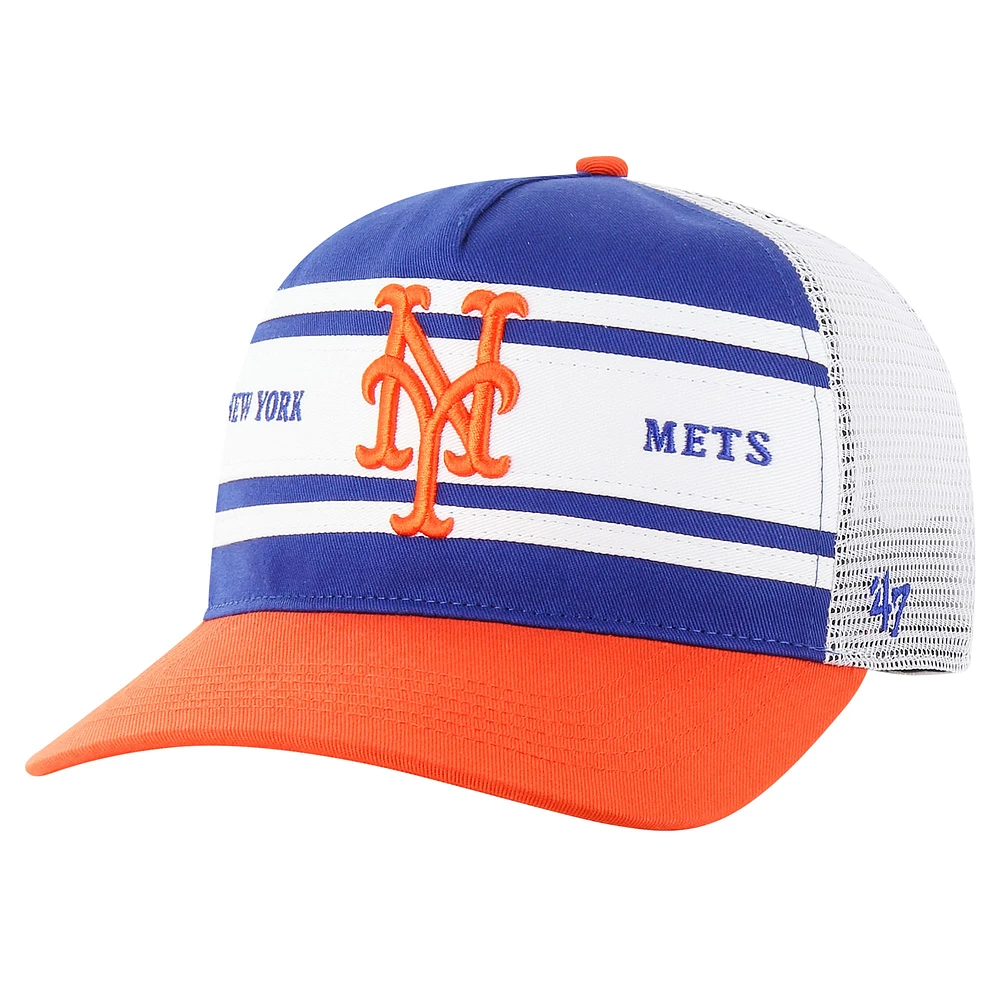 Men's '47 Royal New York Mets Gridiron Super Stripe Relaxed Trucker Hitch Adjustable Hat