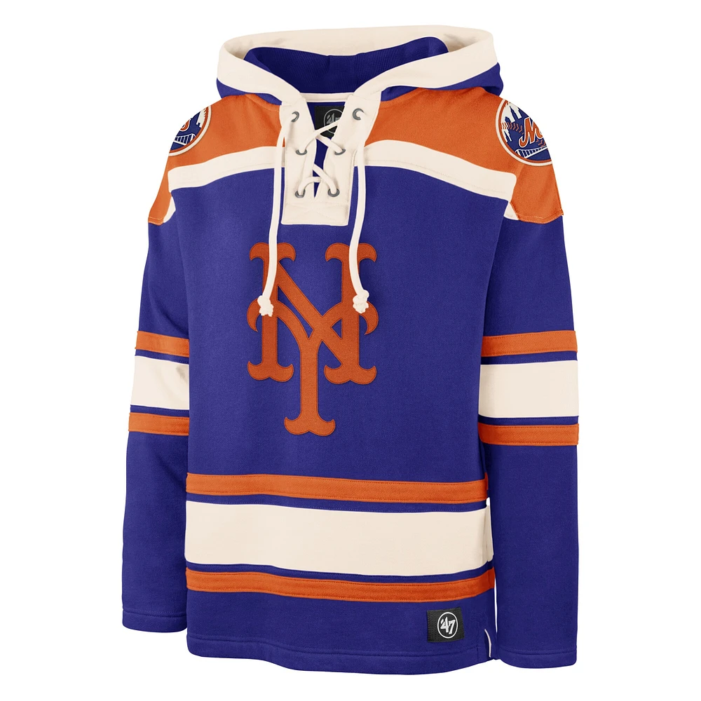 Men's '47 Royal New York Mets Superior Lacer Pullover Hoodie