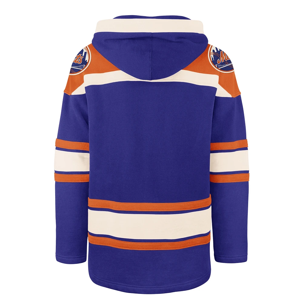 Men's '47 Royal New York Mets Superior Lacer Pullover Hoodie