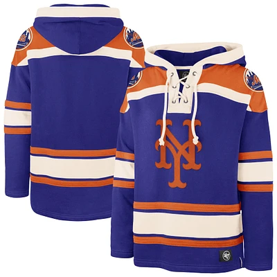 Men's '47 Royal New York Mets Superior Lacer Pullover Hoodie
