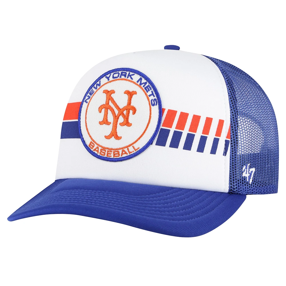 Casquette réglable '47 blanc/royal New York Mets Cooperstown Collection Wax Pack Express Trucker pour hommes