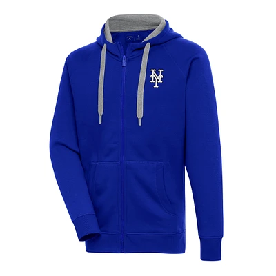 Men's Antigua Royal New York Mets Metallic Victory Full-Zip Hoodie