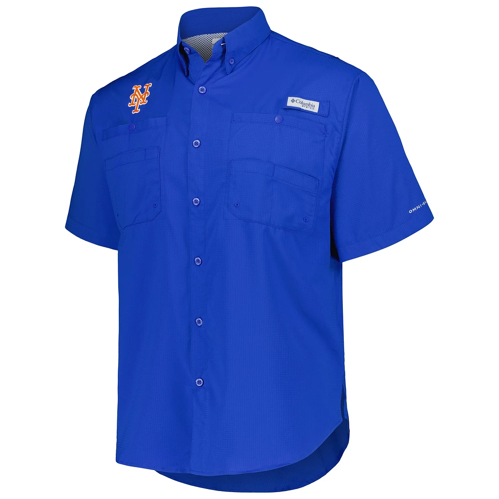 Men's Columbia Royal New York Mets Tamiami Omni-Shade Button-Down Shirt