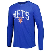 Concepts Sport Royal New York Mets Inertia Raglan T-shirt Henley à manches longues pour homme