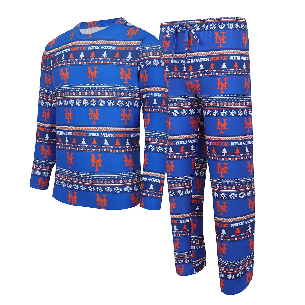 Concepts Sport Royal New York Mets Knit Ugly Sweater Ensemble haut et pantalon à manches longues pour hommes