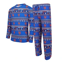 Men's Concepts Sport Royal New York Mets Knit Ugly Sweater Long Sleeve Top & Pants Set