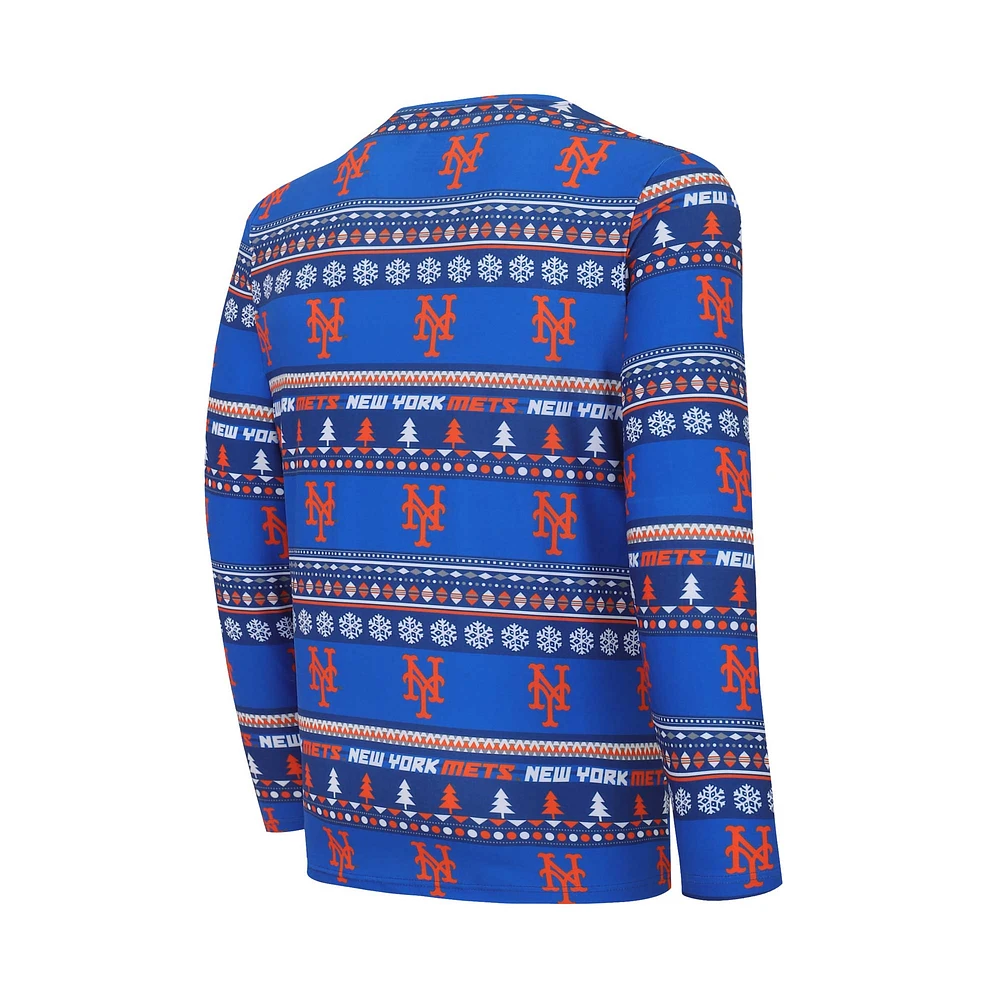 Concepts Sport Royal New York Mets Knit Ugly Sweater Ensemble haut et pantalon à manches longues pour hommes