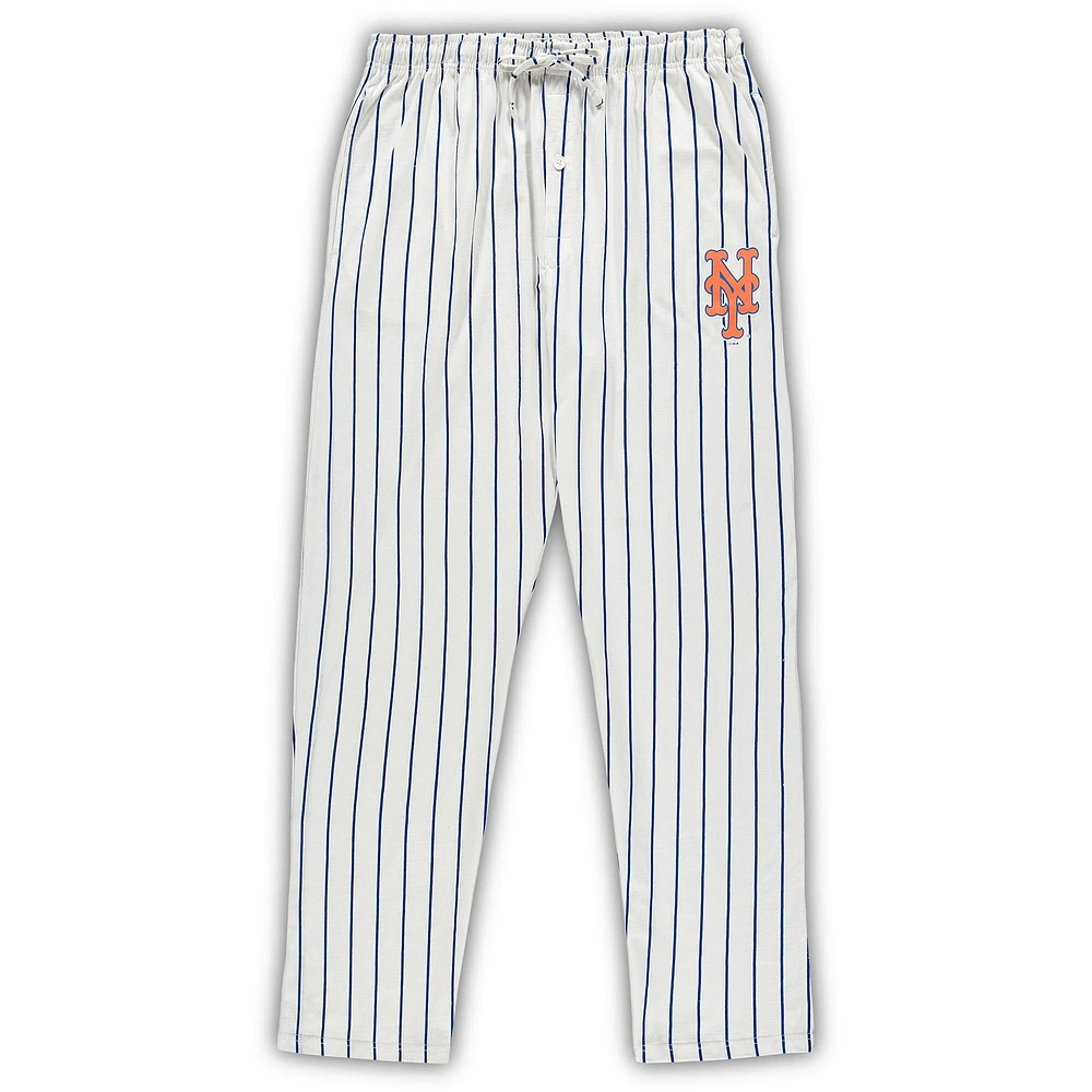 Men's Concepts Sport White/Royal New York Mets Big & Tall Pinstripe Sleep Set