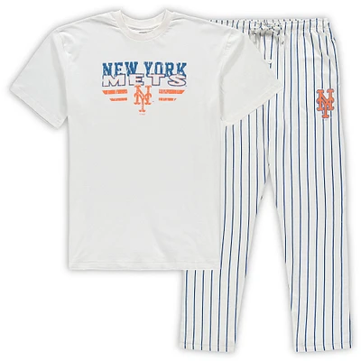 Men's Concepts Sport White/Royal New York Mets Big & Tall Pinstripe Sleep Set