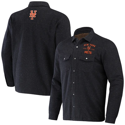 Men's Darius Rucker Collection by Fanatics Black New York Mets Ringstop Full-Snap Shacket