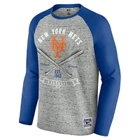 T-shirt de baseball à manches longues raglan bords bruts pour homme, collection Darius Rucker par Fanatics, gris chin