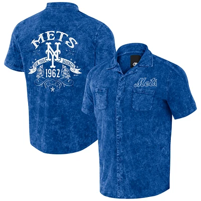 Men's Darius Rucker Collection by Fanatics  Royal New York Mets Denim Team Color Button-Up Shirt