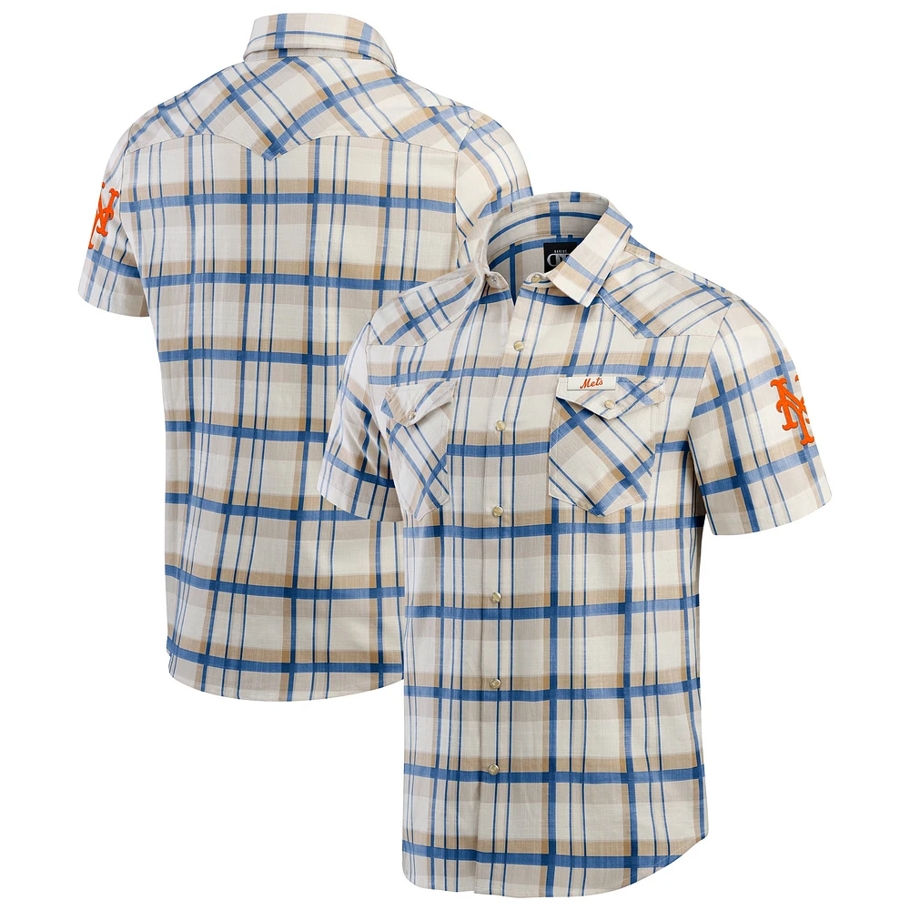 Men's Darius Rucker Collection by Fanatics Royal New York Mets Plaid Full-Snap Shirt