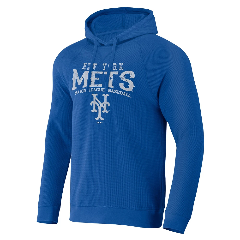 Men's Darius Rucker Collection by Fanatics  Royal New York Mets Waffle-Knit Raglan Pullover Hoodie