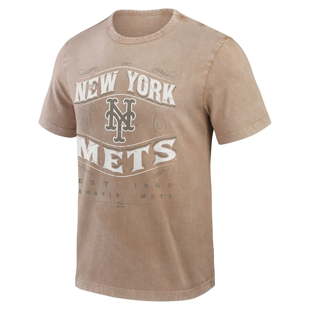 Men's Darius Rucker Collection by Fanatics Tan New York Mets Sun Faded T-Shirt
