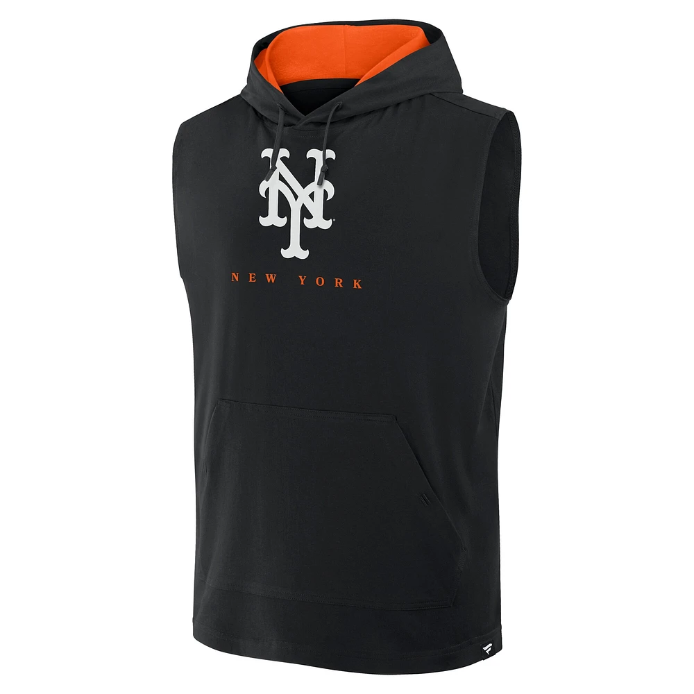 Men's Fanatics Black New York Mets Fire Speed Sleeveless Pullover Hoodie