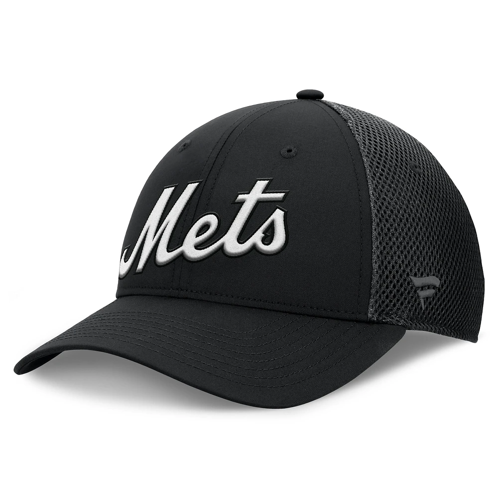 Casquette flexible noire en maille Spacer New York Mets Fanatics pour hommes