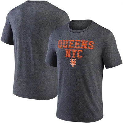 New York Mets Fanatics Branded Hometown Collection Vintage Tri-Blend T-Shirt - Heathered Charcoal