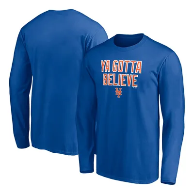 Fanatics Men's MLB New York Mets Jumbo Logo Long Sleeve Crew Neck T-Shirt,  Gray