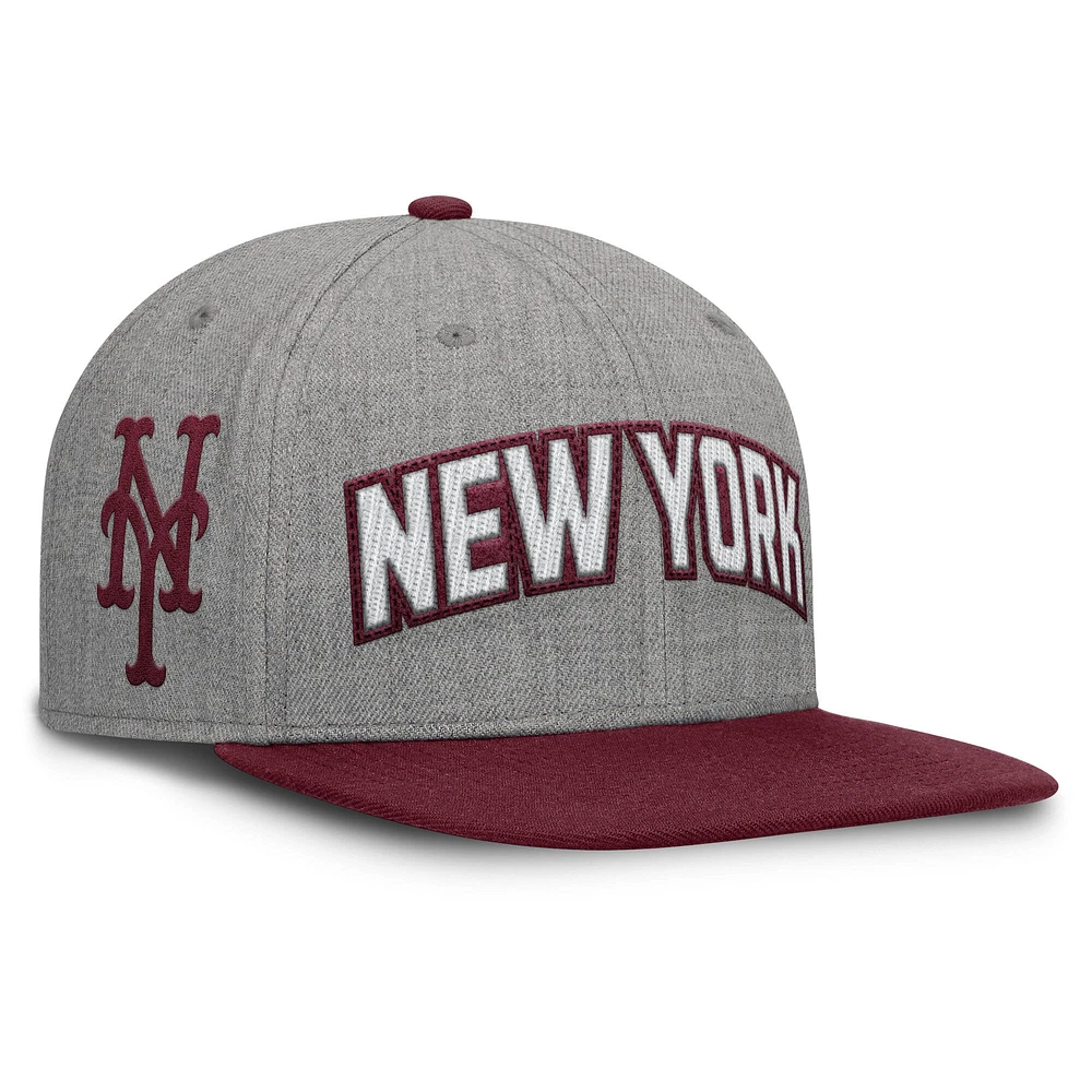 Casquette Snapback en feutre à point de chaînette Fanatics gris/marron pour homme des New York Mets Elements