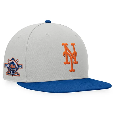 Casquette snapback bicolore Fanatics gris/royal New York Mets Glory Days pour hommes