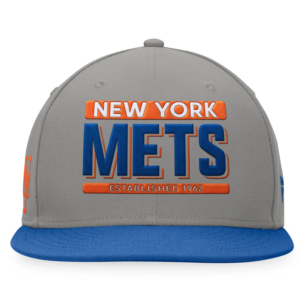 Men's Fanatics Gray/Royal New York Mets Line Drive Two-Tone Snapback Hat